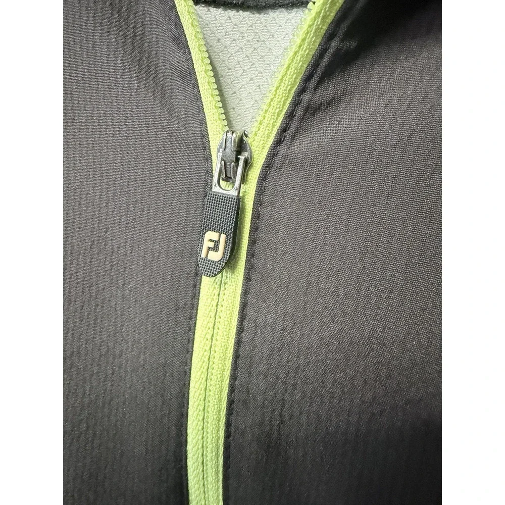 FJ FootJoy Golf Pullover Mens L Short Sleeve 1/4 Zip Windbreaker Black Green